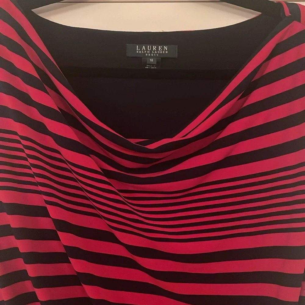Ralph Lauren Red and Navy striped Dress EUC size 16